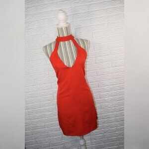 Tobi Red Low Cut Halter Dress Size Medium